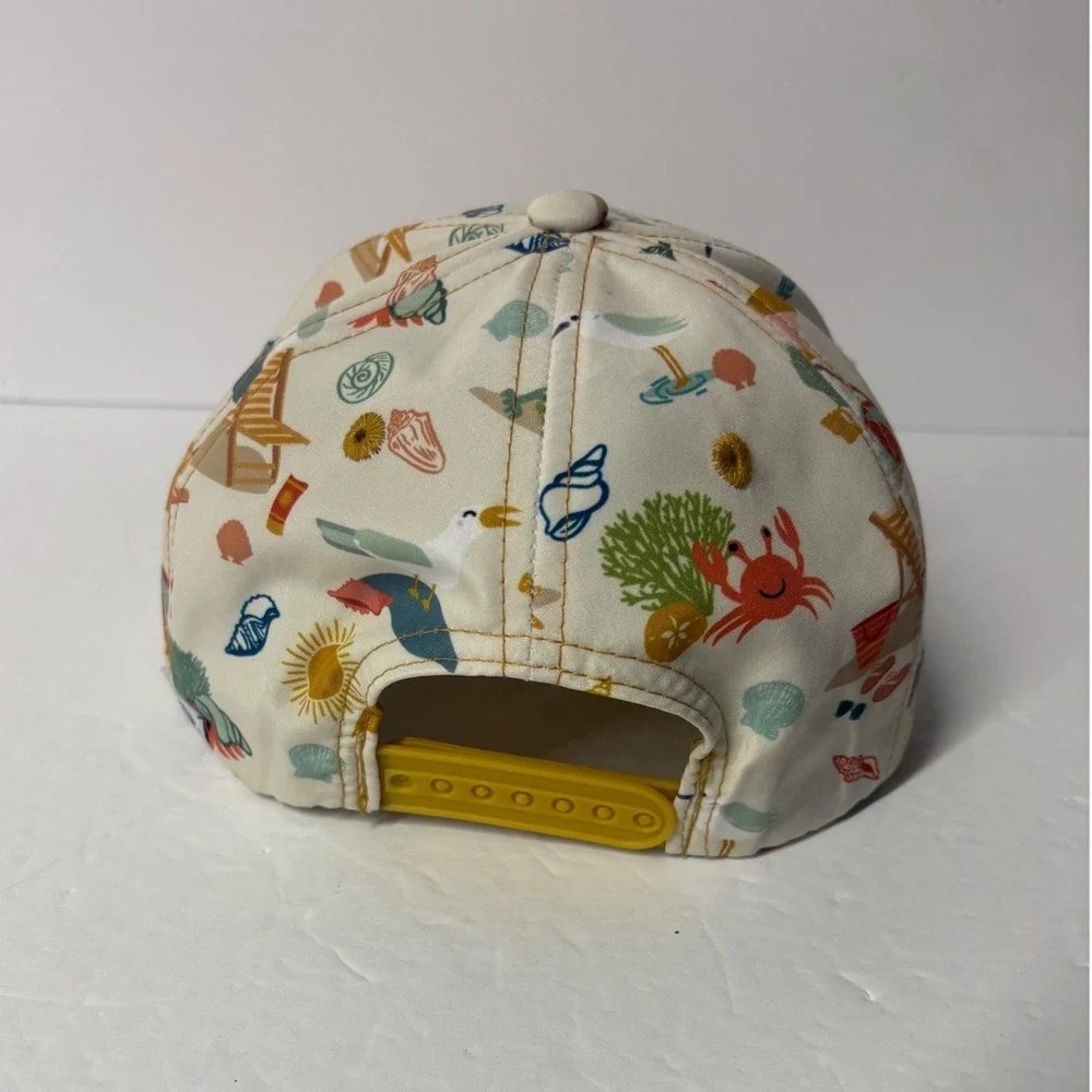 Emerson and Friends Kids Beach Print Snapback Hat Mustard Yellow Flat Brim Cap